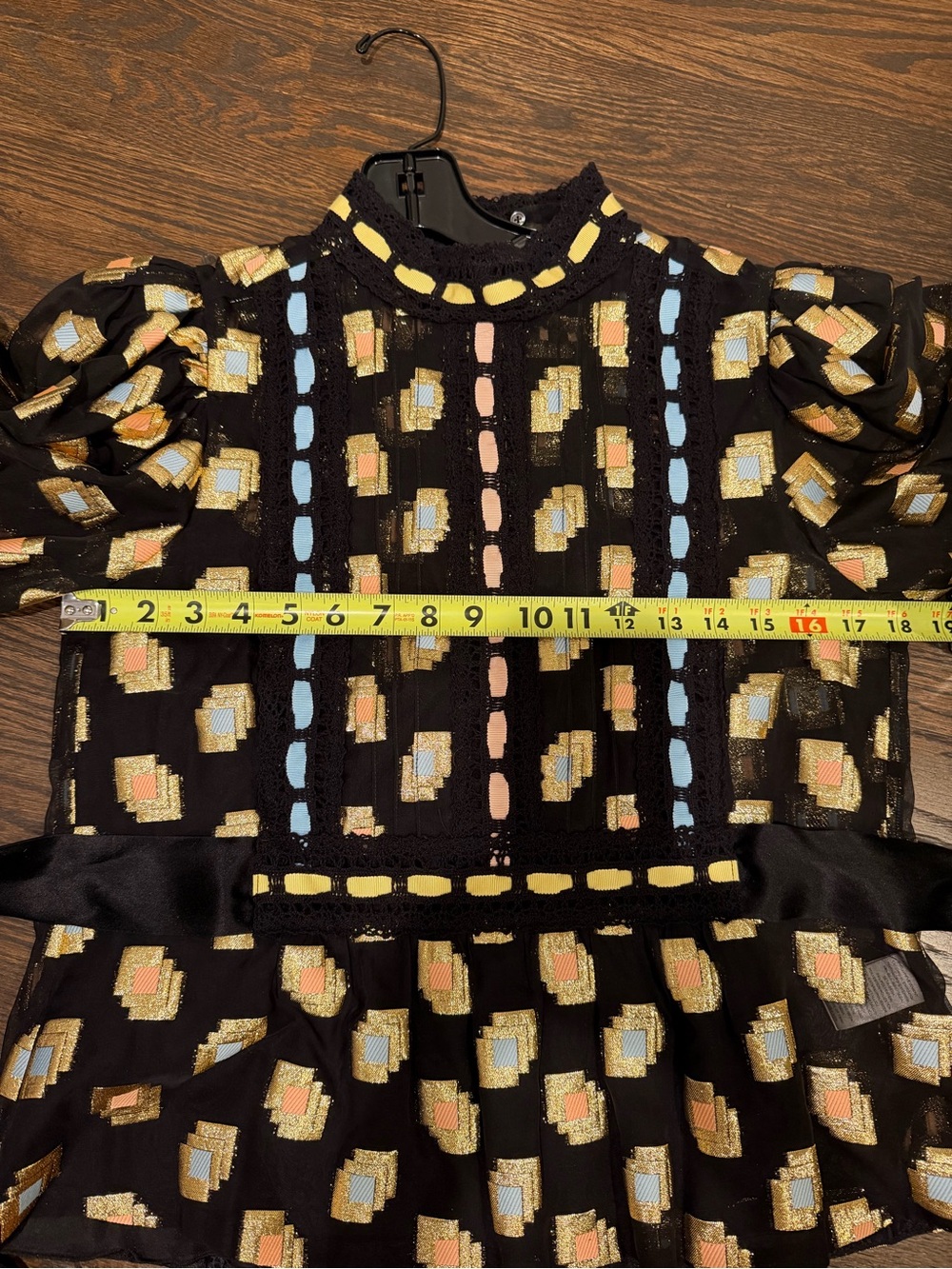 Marc Jacobs Black Sheer Peplum Blouse with Metallic Multi-Color Pattern Runway 4 - Picture 11 of 11